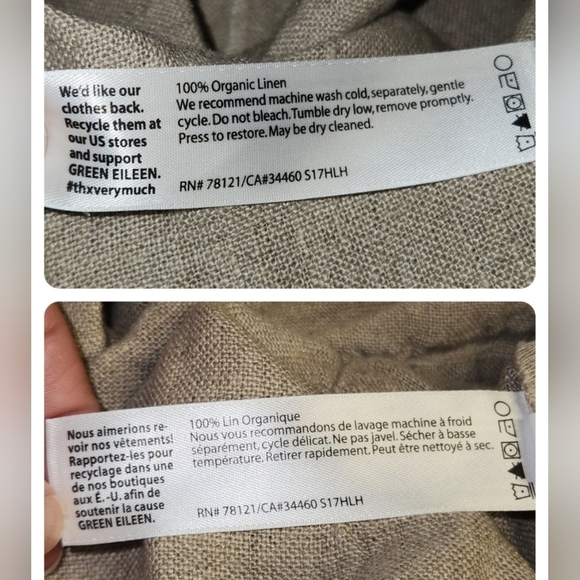 EILEEN FISHER Organic-Linen Midi Skirt Elastic Waist Drawstrings Khaki Size L - Picture 9 of 12